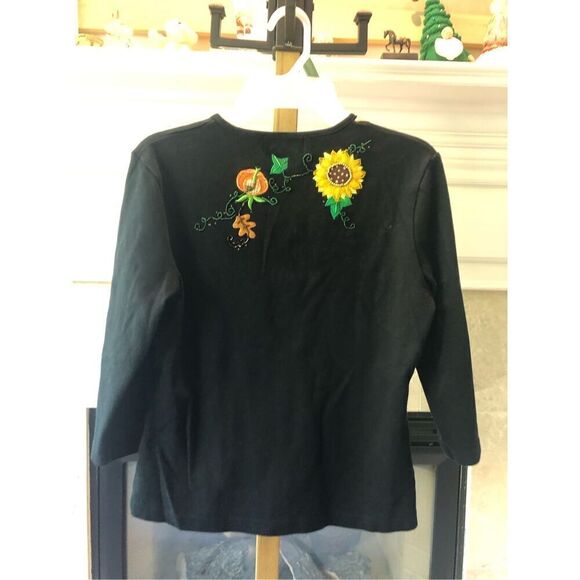 Berer by Takako Sakon Women’s Black 3/4 Sleeve Fall Embroidered Blouse Size M - Picture 3 of 5